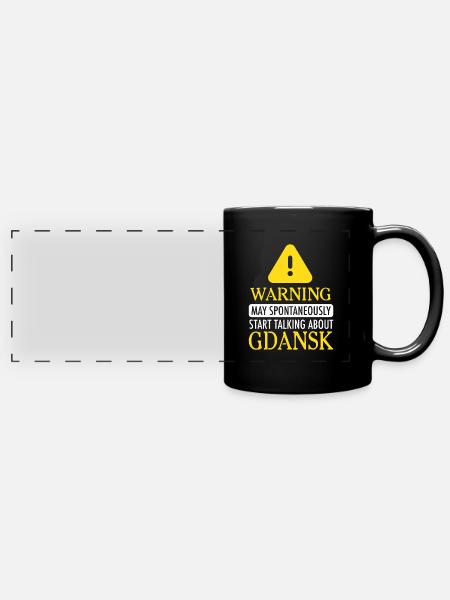 WARNING!: Gdansk - Panorama-Tasse farbig - Schwarz