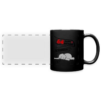 Geburtstag 64 Jahre Birthday Elefant Scheissegal - Panorama-Tasse farbig - Schwarz - Vorne