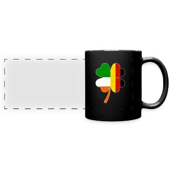 German Irish Flag Shamrock St Patricks Day - Full Colour Panoramic Mug - black - Front