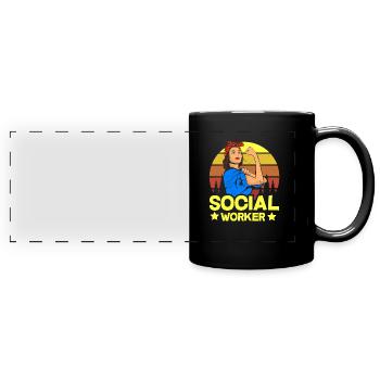 Social Worker Vintage Forte Femmes Cadeaux - Mug panoramique uni - noir - Devant