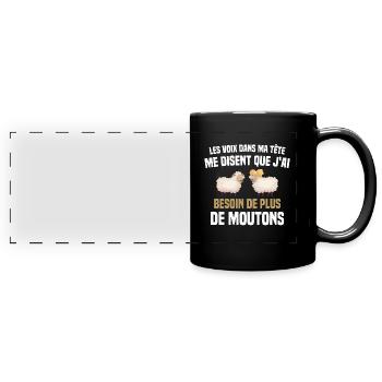 Schaf Schaf Bauer Hirte - Panorama-Tasse farbig - Schwarz - Vorne