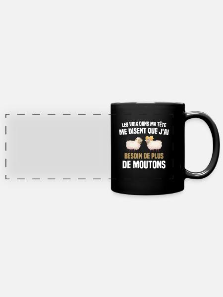 Schaf Schaf Bauer Hirte - Panorama-Tasse farbig - Schwarz