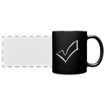Häkchen Hacken OK Gesehen Weiß Vektor - Panorama-Tasse farbig - Schwarz - Vorne
