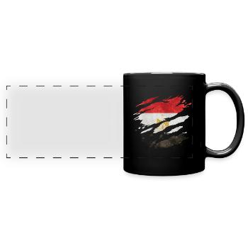 Egypt - National Flag, Scratches, Cracks - Full Colour Panoramic Mug - black - Front