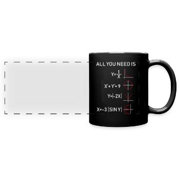 ALL YOU NEED IS LOVE Math white - Full Colour Panoramic Mug - black - Front