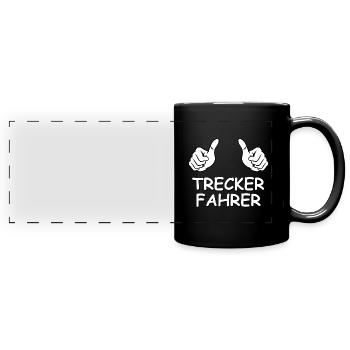 Trecker Fahrer Daumen - Panorama-Tasse farbig - Schwarz - Vorne