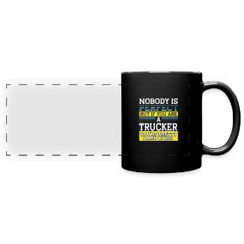 Trucker Gift Nobody Perfect Trucker Damn Close - Mug panoramique uni - noir - Devant