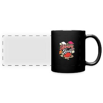 Buch Lover Geschenk Fun Library Lady Reader - Panorama-Tasse farbig - Schwarz - Vorne