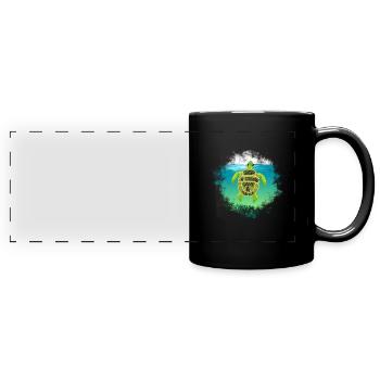 Sea Turtle Conservation Geschenk Überspringen Sie einen Strohhalm Save a - Panorama-Tasse farbig - Schwarz - Vorne