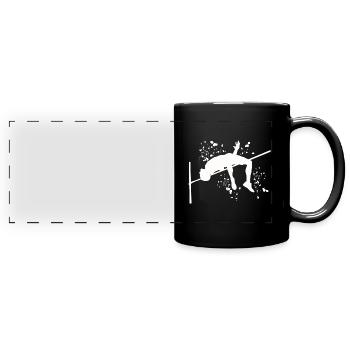 Hochspringer Wasserfarben Hochsprung - Panorama-Tasse farbig - Schwarz - Vorne