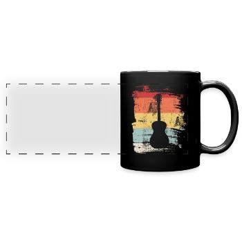 Retro Guitar Guitarist Music Musician Gift - Full Colour Panoramic Mug - black - Front