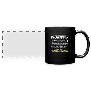 Funny Developer Coder IT Programmer Gift - Full Colour Panoramic Mug - black - Front