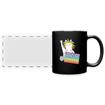 Social Justice Unicorn Activist Sign Equity - Full Colour Panoramic Mug - black - Front