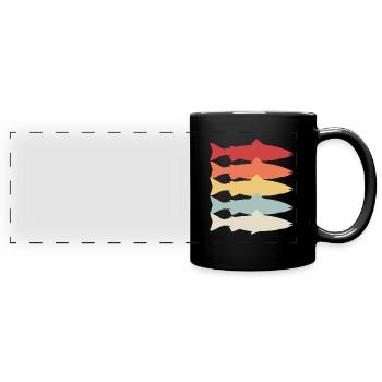 Vintage Fishing Atlantic Salmon Freshwater Fish - Full Colour Panoramic Mug - black - Front