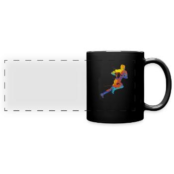 Rugby - Panorama-Tasse farbig - Schwarz - Vorne