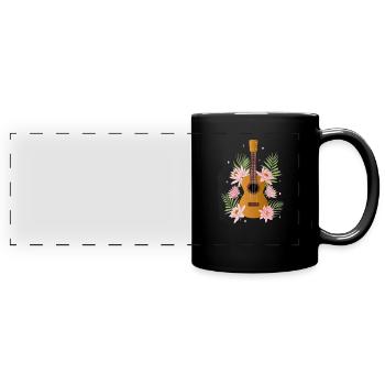 Ukulele - Panorama-Tasse farbig - Schwarz - Vorne