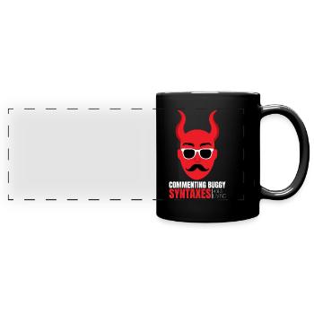 Sarcastic Compiling Of Humorous Coders Quote - Full Colour Panoramic Mug - black - Front