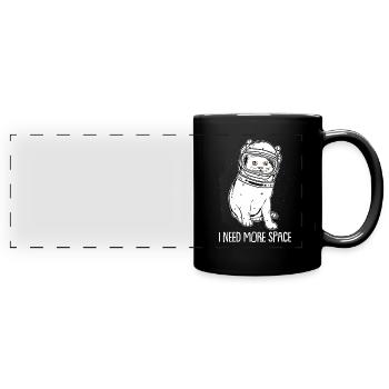 Katze Astronaut I Need More Space - Panorama-Tasse farbig - Schwarz - Vorne