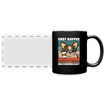 Chihuahua Kaffee Sonnenbrille - Panorama-Tasse farbig - Schwarz - Vorne