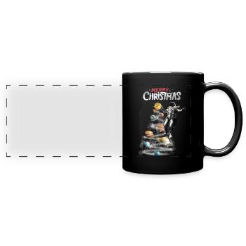 Christmas in Space Solar System Astronaut - Full Colour Panoramic Mug - black - Front