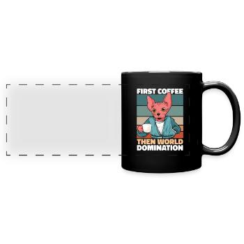 Sphynx Katze Kaffee - Panorama-Tasse farbig - Schwarz - Vorne