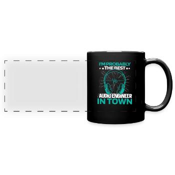 Tontechniker Toningenieur Kopfhörer - Panorama-Tasse farbig - Schwarz - Vorne