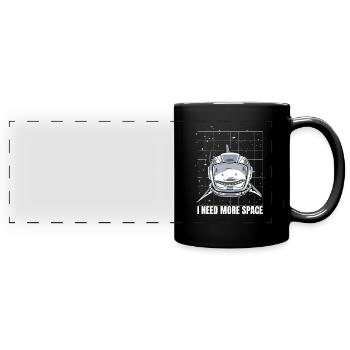 Shark Astronaut I Need More Space - Full Colour Panoramic Mug - black - Front