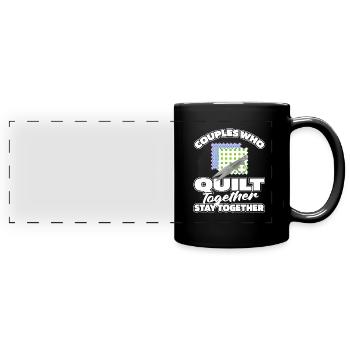 Quilting Paar - Panorama-Tasse farbig - Schwarz - Vorne