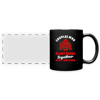 Paire de roses - Mug panoramique uni - noir - Devant