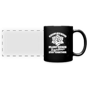 Paire de roses - Mug panoramique uni - noir - Devant