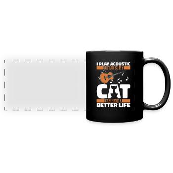 Akustikgitarre Katze - Panorama-Tasse farbig - Schwarz - Vorne