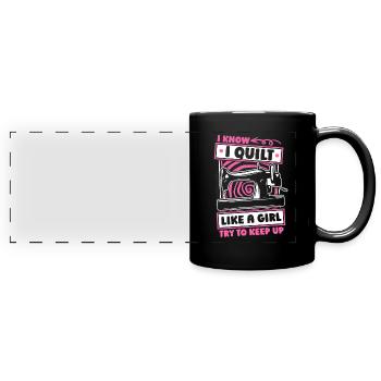 Quilting Mädchen - Panorama-Tasse farbig - Schwarz - Vorne