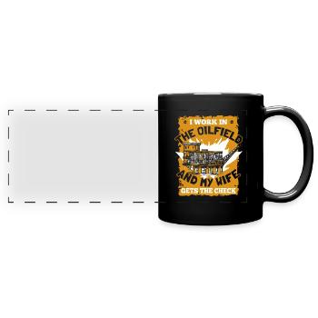 Ölfeld Bohrinsel Ehefrau - Panorama-Tasse farbig - Schwarz - Vorne
