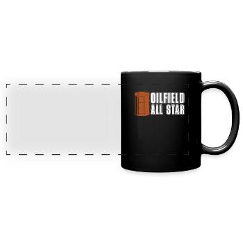 Ölfeld Bohrinsel Stern - Panorama-Tasse farbig - Schwarz - Vorne