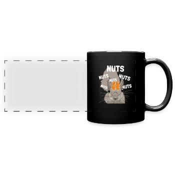 Nuts Brain Fuchshörnchen Grauhörnchen Squirrel - Panorama-Tasse farbig - Schwarz - Vorne