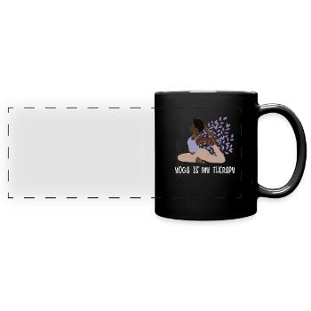 Le yoga est ma thérapie Hatha Asanas Kundalini - Mug panoramique uni - noir - Devant
