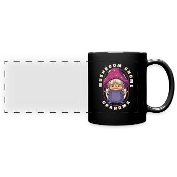Pilzsammler Pilze Oma Pilzzwerg - Panorama-Tasse farbig - Schwarz - Vorne