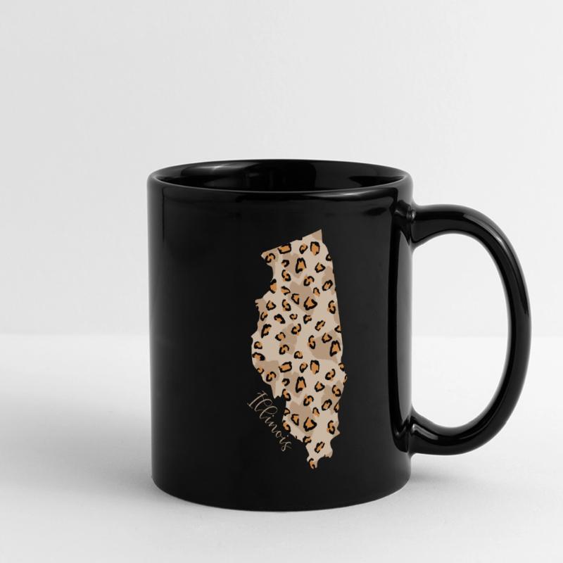Illinois leopard pattern map Leo State Full Colour Panoramic Mug