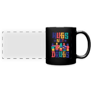 Umarmungen Statt Drogen - Panorama-Tasse farbig - Schwarz - Vorne