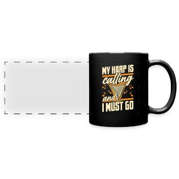 My Harp Is Calling Konzertharfe Harfenmusik - Panorama-Tasse farbig - Schwarz - Vorne