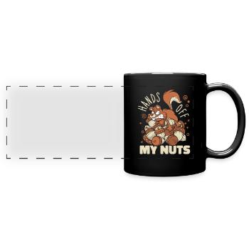 Hands Off My Nuts Grauhörnchen Squirrel - Panorama-Tasse farbig - Schwarz - Vorne