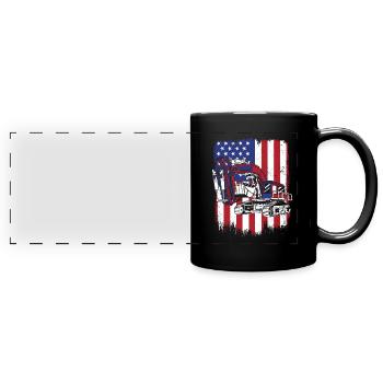 Excavator duty cycle crawler crane excavator operator - Full Colour Panoramic Mug - black - Front