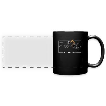 Michelangelo Creation of Adam Excavator - Full Colour Panoramic Mug - black - Front