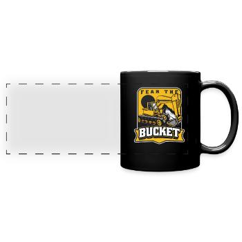Fear The Bucket duty cycle crawler crane crawler excavator - Full Colour Panoramic Mug - black - Front