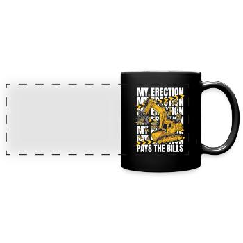 My Erection Pays The Bills Duty Cycle Crawler Crane Excavator - Full Colour Panoramic Mug - black - Front