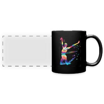 Gymnaste avec gymnastique rythmique au cerceau - Mug panoramique uni - noir - Devant