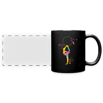 Gymnaste avec gymnastique rythmique au cerceau - Mug panoramique uni - noir - Devant
