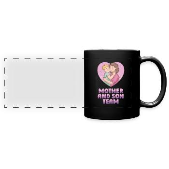Mom Mutter Sohn - Panorama-Tasse farbig - Schwarz - Vorne
