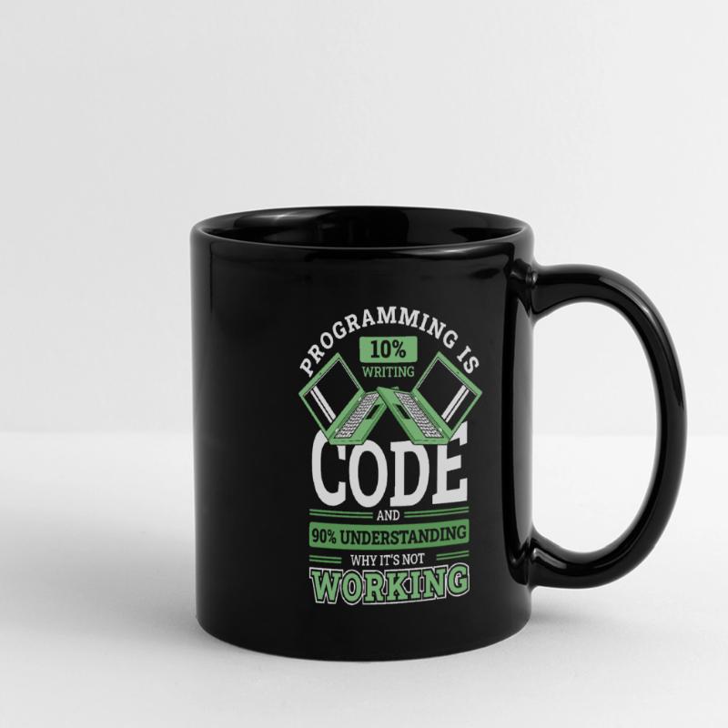 Programming 10% Writing 90% Not Working Coder Full Colour Panoramic Mug