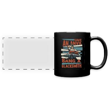Save An Anvil Bang A Blacksmith Forging - Full Colour Panoramic Mug - black - Front